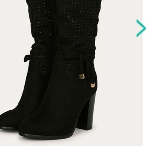 RHINESTONE EMBELLISHED CHUNKY HEEL BOOT